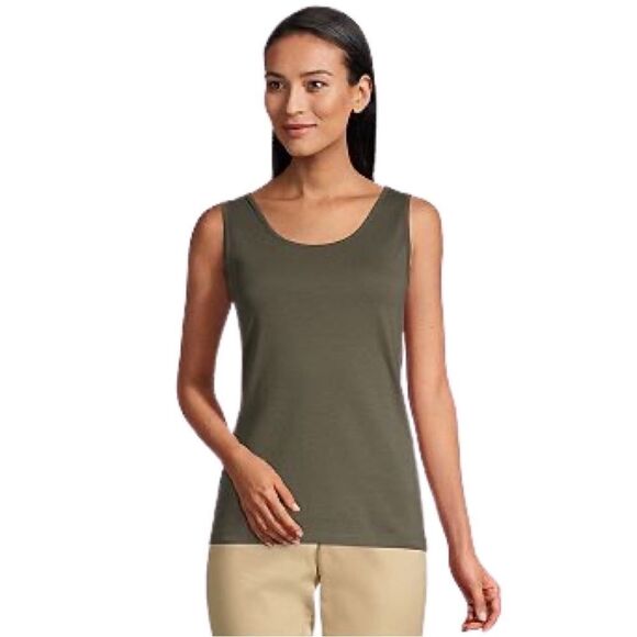 Land’s End Women’s Forest Moss Cotton Best Loved Tank Top Size XL - Picture 1 of 9